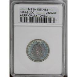 1875-S 20C MS60 ANACS. MS60 1875-S[20C]--Artificially Toned--ANACS. MS60 Details.