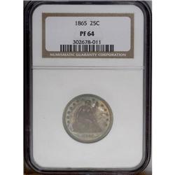 1865 25C PR64 NGC. Crisply struck with a dense layer o 1865[25C] PR64 NGC.