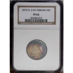 1873 25C No Arrows PR63 NGC. Gorgeous deep toning blan 1873[25C] No Arrows PR63 NGC.