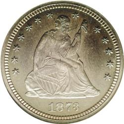 1873 25C No Arrows PR67 NGC. Dark smoky-blue on both s 1873[25C] No Arrows PR67 NGC.
