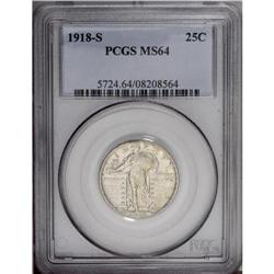 1918-S 25C MS64 PCGS. A lustrous near-Gem that has som 1918-S[25C] MS64 PCGS.