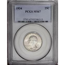 1934 25C MS67 PCGS.From The Houston Collection of Wash 1934[25C] Medium Motto MS67 PCGS.