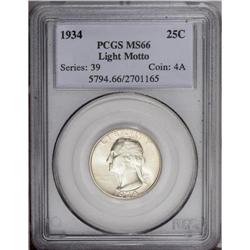 1934 25C LT MOTTO MS66 PCGS.From The Houston Collectio 1934[25C] Light Motto MS66 PCGS.