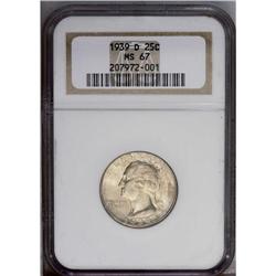 1939-D 25C MS67 NGC.From The Houston Collection of Was 1939-D[25C] MS67 NGC.