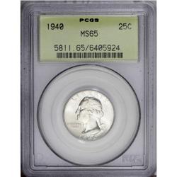 1940 25C MS65 PCGS. A fully lustrous and gently toned 1940[25C] MS65 PCGS.