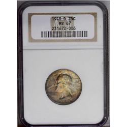 1940-D 25C MS67 NGC.From The Houston Collection of Was 1940-D[25C] MS67 NGC.