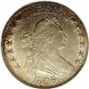 Image 1 : 1806 50C Pointed 6, Stem AU58 NGC. O-120a, R.4. This s 1806[50C] Pointed 6, Stem AU58 NGC.
