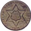 Image 1 : 1871 3C Three Cent Silver, Judd-1047, Pollock-1181, Hi 1871[3C] Three Cent Silver, Judd-1047, Polloc