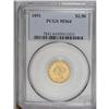 Image 1 : 1891 $2 1/2 MS64 PCGS. Only 10,960 business strikes we 1891[$2 1/2] MS64 PCGS.