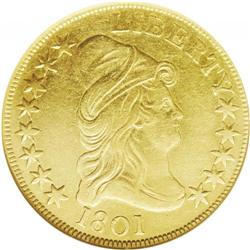 1801 $10 --Cleaned--ANACS. XF45 Details. Breen-6843, B. 1801[$10]--Cleaned--ANACS. XF45 Details.