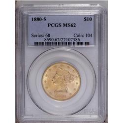 1880-S $10 MS62 PCGS. Deep orange centers are framed b 1880-S[$10] MS62 PCGS.