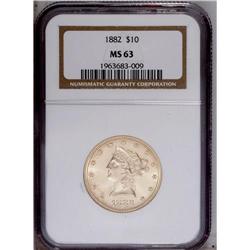 1882 $10 MS63 NGC. A lustrous, well struck, and lightl 1882[$10] MS63 NGC.