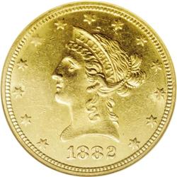 1882-O $10 MS60 NGC. A very rare date to find in high 1882-O[$10] MS60 NGC.