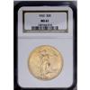 Image 1 : 1922 $20 MS61 NGC. Lustrous surfaces are peach gold, a 1922[$20] MS61 NGC.