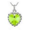 Image 2 : Austrian Crystal with Swarovski Elements - Bright green heart necklace