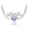 Image 1 : Austrian Crystal with Swarovski Elements - Angel wings & Love/Heart-Violet