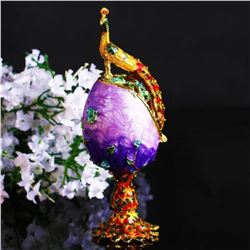 Purple Peacock Faberge Russian Egg Figurine/Jewellery Box