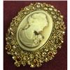 Image 1 : Ladies Silhouetted Rhinestone Cameo Pendant Broach