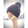 Image 1 : Knitted Mahogany Mink Elastic Hat w/ Fox Pompom
