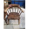 Image 2 : SET OF 4 WOODEN CHAIRS (3 WINDSOR BACKS & NATURALLY SPLIT ARM CHAIR)