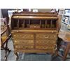 Image 2 : ROSE WOOD ROLL TOP DESK WITH BRASS INLAY