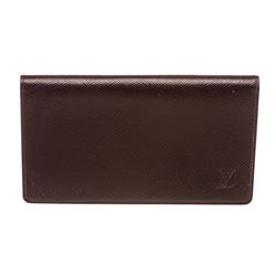 Louis Vuitton Burgundy Taiga Leather Checkbook Cover