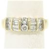 Image 1 : 14K Solid Yellow Gold 1.14 ctw Bar Set Round & Baguette Diamond Band Ring Size 7