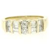 Image 3 : 14K Solid Yellow Gold 1.14 ctw Bar Set Round & Baguette Diamond Band Ring Size 7