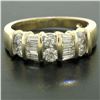 Image 6 : 14K Solid Yellow Gold 1.14 ctw Bar Set Round & Baguette Diamond Band Ring Size 7