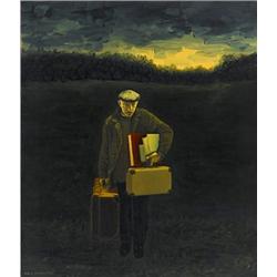 Meir Pichhadze, Oil on paper laid on ca