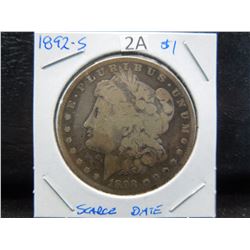 1892-S Morgan $1.  Scarce Date.