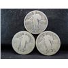 Image 1 : 3 Standing 25c.  Low Grade.