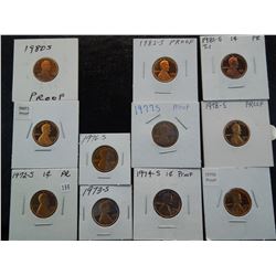 11 Proof Lincoln 1c.  1972-S thru 1982-S.