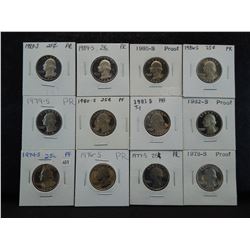 12 Proof Washington 25c.  1974-S thru 1986-S.