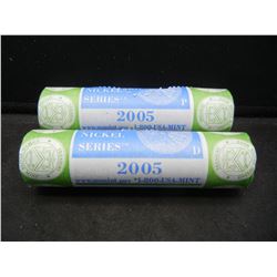 2005 P and D Mint Wrapped Rolls of Westward Journey Ocean View Nickels.  GEM.