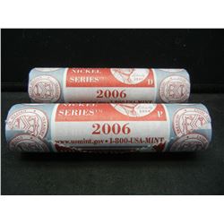 2006 P/D Mint Wrapped Rolls of Westward Journey Return to Monticello Nickels.  GEM.