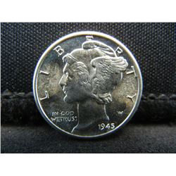 1945-D Brilliant Uncirculated Mercury Dime.