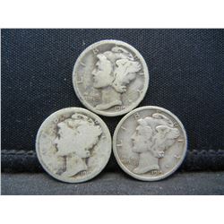 1919 PDS Mercury Dimes.