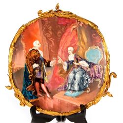 An enamel painted copper tray.