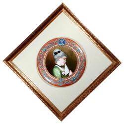 Large Continental painted porcelain dish.