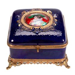 Glass and enamel box.
