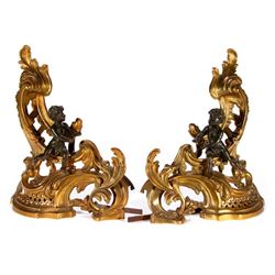 Pair of bronze fireplace mounts.