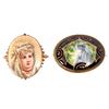 Image 1 : Two porcelain brooches.