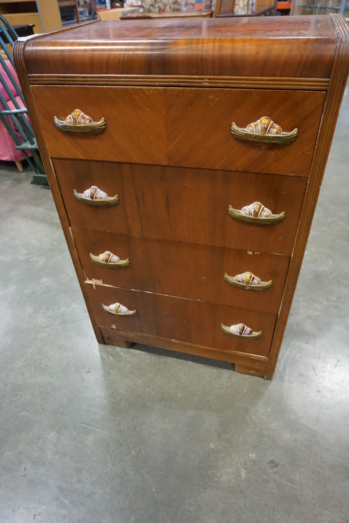 ANTIQUE 4 DRESSER WATERFALL CHEST OF DRAWERS