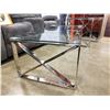 Image 4 : NEW HOME ELEGANCE MODERN GLASS AND CHROME COFFEE AND ENDTABLE SET, RETAIL #399
