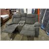 Image 2 : AS NEW HOME ELEGANCE GREY FABRIC RECLINING SOFA AND LOVESEAT WITH CONSOLE, RETAIL $2499