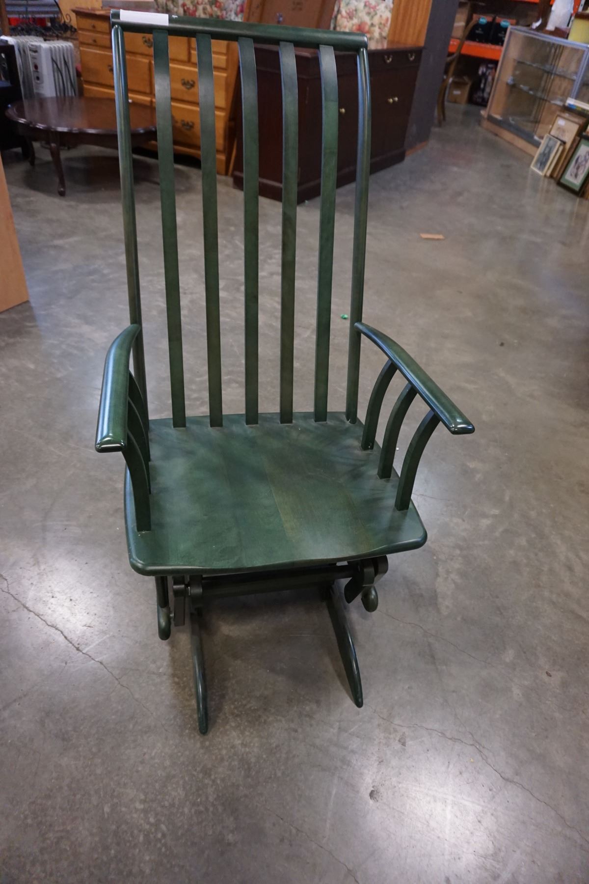 PAINTED GREEN GLIDER ROCKER