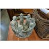 Image 2 : LARGE WICKER BASKET AND WICKER MAGAZINE RACK W/ STONE FIGURE DECOR