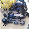 Image 2 : BASKET OF SOFTBALLS W/ SIZE 10 OUTDOOR SPEED ROLLER BLADES