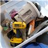 Image 2 : TOTE OF DEWALT DRILL, DOME SECURITY CAMERA, AND MORE